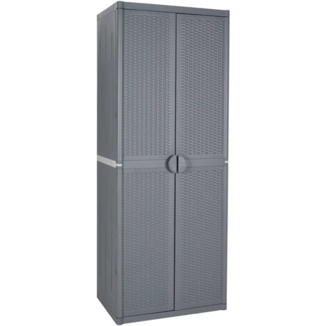 vidaXL Armadio da Giardino Grigio 65x45x172 cm in Rattan PP