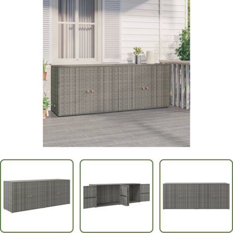 vidaXL Armadio da giardino -  Mobile Portaoggetti da Giardino Grigio 198x55,5x80cm Polyrattan