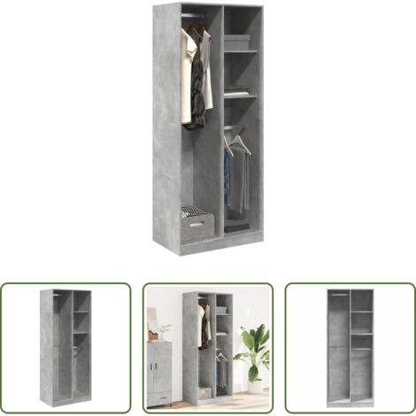 vidaXL Armadio da ingresso -  Armadio Grigio Cemento 80x50x200 cm in Legno Multistrato