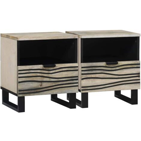 vidaXL Armadio da Notte 2 pcs Bianco e nero 40 x 33 x 46 cm