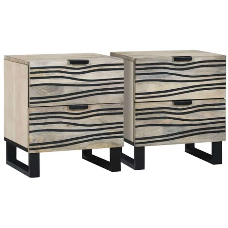 vidaXL Armadio da Notte 2 pcs Bianco e nero 40 x 33 x 46 cm