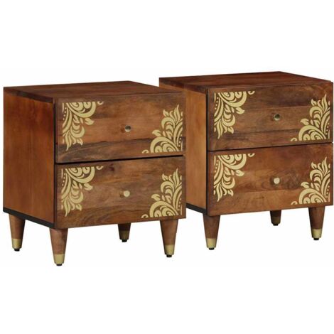 vidaXL Armadio da Notte 2 pcs marrone ambrato 40 x 33 x 46 cm