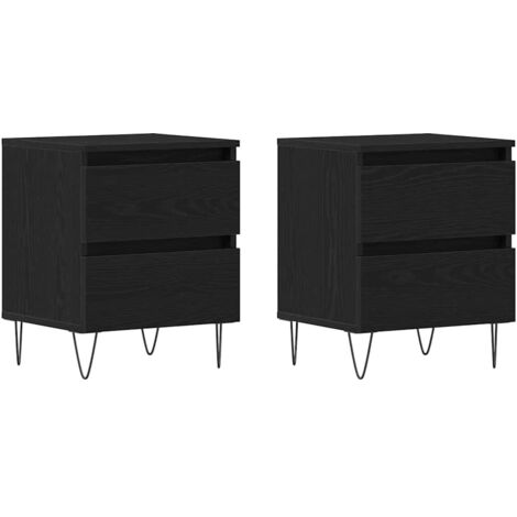 vidaXL Armadio da Notte con cassetto 2 pcs Rovere nero 40 x 35 x 50 cm