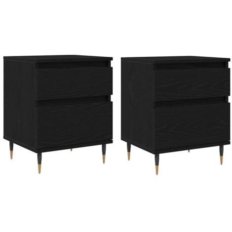 vidaXL Armadio da Notte con cassetto 2 pcs Rovere Nero 40 x 35 x 50 cm