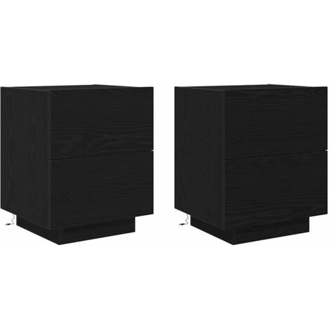 vidaXL Armadio da Notte con cassetto 2 pcs Rovere Nero 45 x 40 x 55 cm