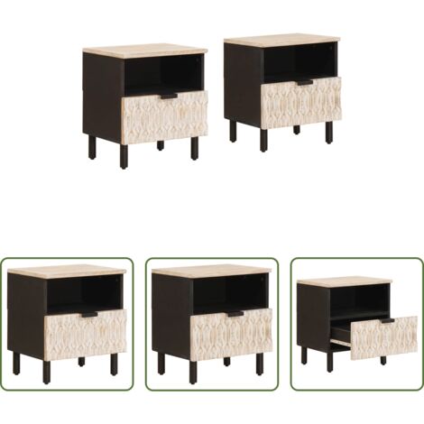vidaXL Armadio da notte con cassetto -  Armadio da Notte con cassetto 2 pcs Bianco 40 x 33 x 46 cm