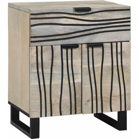 vidaXL Armadio da Notte con cassetto Bianco e nero 50 x 33 x 60 cm