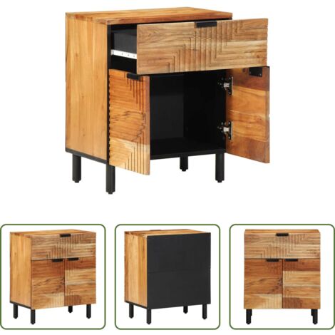 vidaXL Armadio da notte in acacia -  Armadio da Notte con cassetto Marrone 50 x 33 x 60 cm