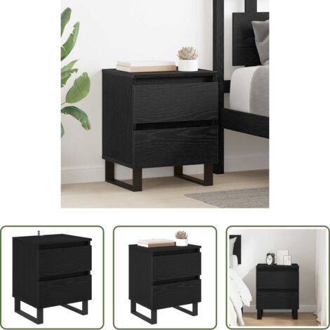 vidaXL Armadio da notte in legno - Armadio da Notte Rovere Nero 40 x 35 x 50 cm Legno multistrato