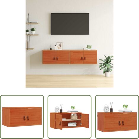 vidaXL Armadio da parete -  Armadietto a muro 2 pcs Marrone cerato 60 x 30 x 30 cm