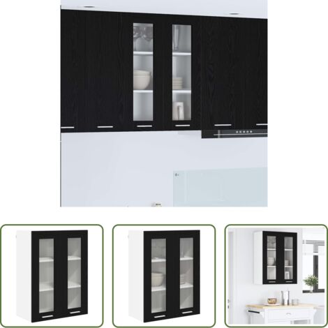 vidaXL Armadio da parete -  Armadio pensile Rovere Nero 60 x 31 x 80 cm Legno multistrato