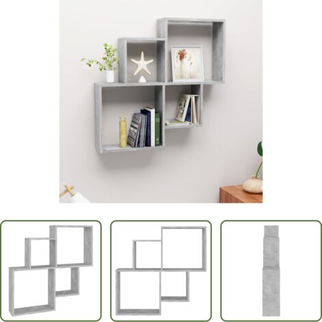 vidaXL Armadio da parete -  Mensola Muro Cubo Grigio Cemento 80x15x78,5cm Legno Multistrato
