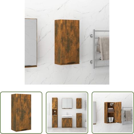 vidaXL Armadio da parete -  Mobile da Bagno a Parete Rovere Fumo 32x20x67 cm