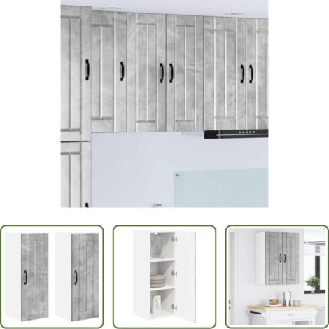 vidaXL Armadio da parete -  Mobile da cucina 2 pcs Grigio cemento 30 x 31 x 80 cm