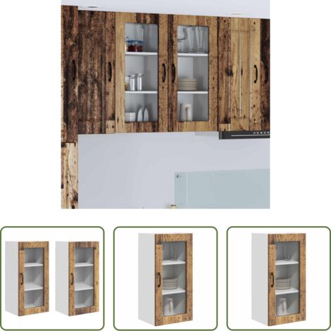 vidaXL Armadio da parete -  Mobile da cucina 2 pcs Legno vecchio 40 x 31 x 80 cm