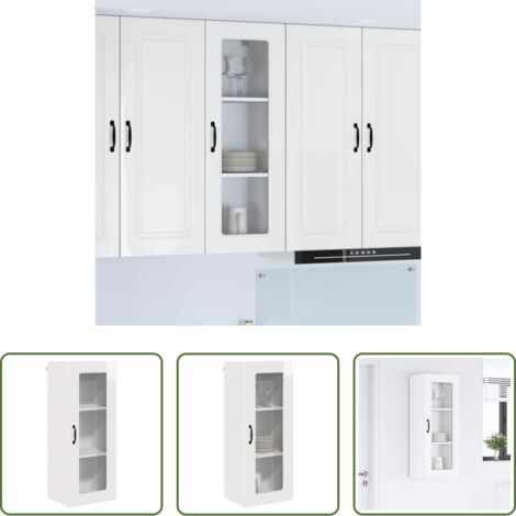 vidaXL Armadio da parete -  Mobile da cucina Kalmar Bianco Lucido 40 x 31 x 100 cm