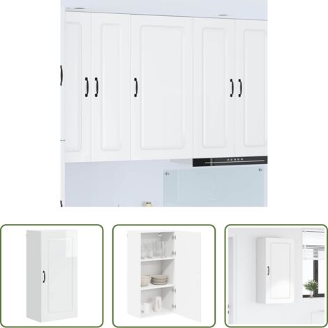 vidaXL Armadio da parete -  Mobile da cucina Kalmar Bianco Lucido 50 x 31 x 100 cm