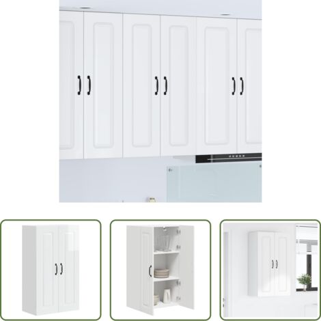 vidaXL Armadio da parete -  Mobile da cucina Kalmar Bianco Lucido 60 x 31 x 100 cm