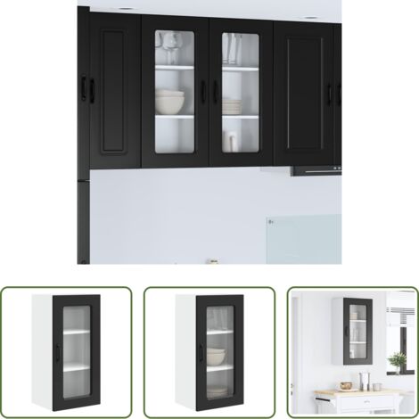 vidaXL Armadio da parete -  Mobile da cucina Kalmar Nero 40 x 31 x 80 cm Legno multistrato