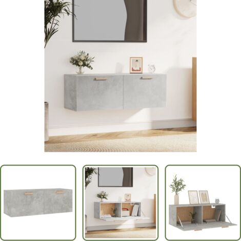 vidaXL Armadio da parete -  Mobile Pensile Grigio Cemento 100x36,5x35 cm Legno Multistrato