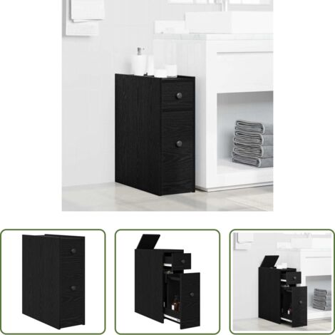 vidaXL Armadio da parete -  Set di mobili per il bagno Rovere Nero 80 x 18 x 60 cm