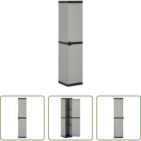 vidaXL Armadio da terrazza -  Armadietto da Giardino con 3 Ripiani Grigio e Nero 34x40x168 cm