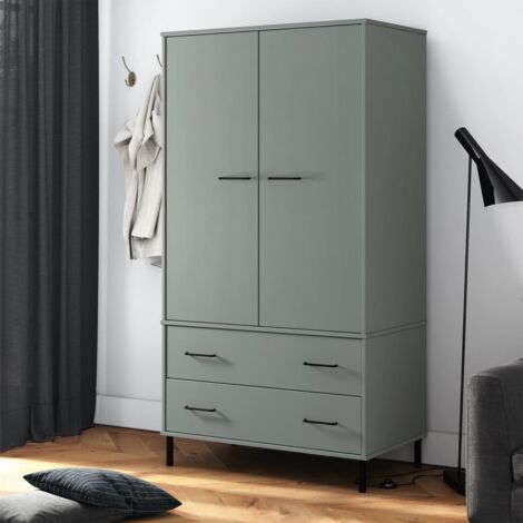 vidaXL Armadio Gambe Metallo Grigio 90x55x172,5 cm Legno Massello OSLO