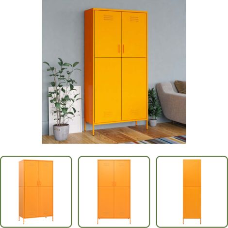 vidaXL Armadio giallo senape -  Armadio Giallo Senape 90x50x180 cm in Acciaio
