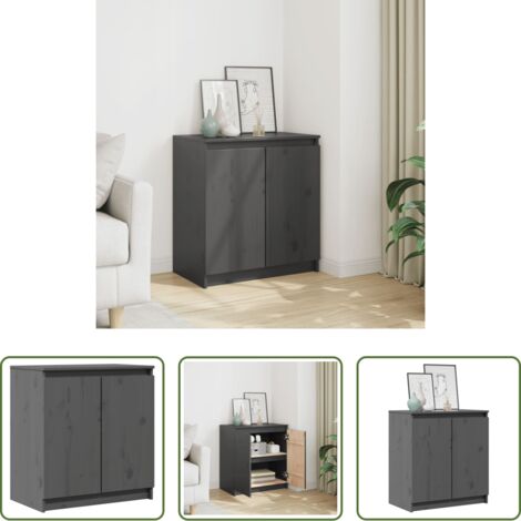 vidaXL Armadio grigio -  Armadietto Grigio 60x36x65 cm in Legno Massello di Pino