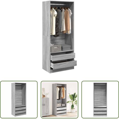 vidaXL Armadio grigio -  Armadio Grigio Sonoma 80x50x200 cm in Legno Multistrato
