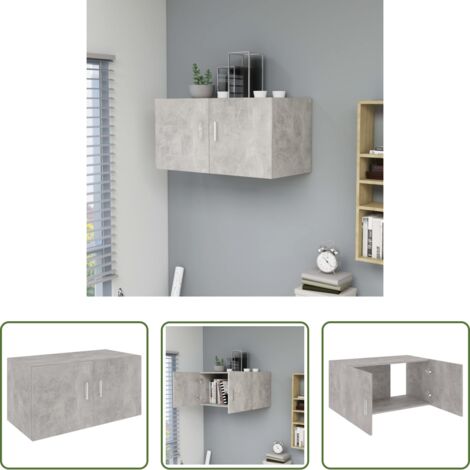 vidaXL Armadio grigio cemento -  Armadietto Parete Grigio Cemento 80x39x40 cm Legno Multistrato