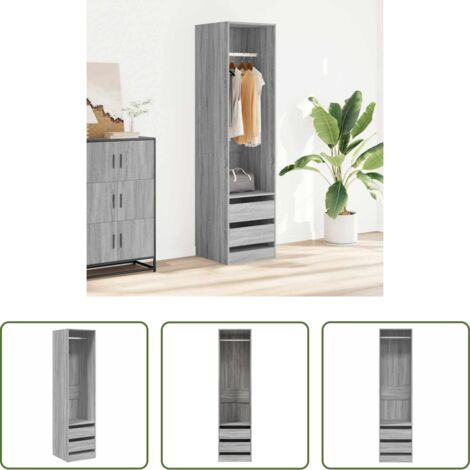vidaXL Armadio grigio sonoma -  Armadio con Cassetti Grigio Sonoma 50x50x200 Legno Multistrato