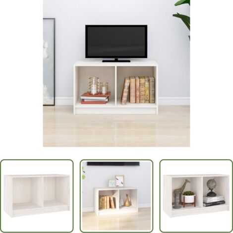 vidaXL Armadio hi-fi -  Mobile Porta TV Bianco 70x33x42 cm in Legno Massello di Pino