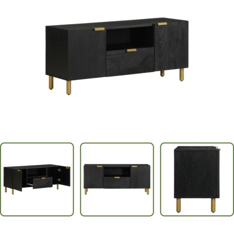 vidaXL Armadio hi-fi -  Mobile Porta TV Nero 105x33x46 cm in Legno Multistrato