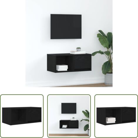 vidaXL Armadio hi-fi -  Mobile Porta TV Rovere Nero 60x31x25,5 cm in Legno Multistrato