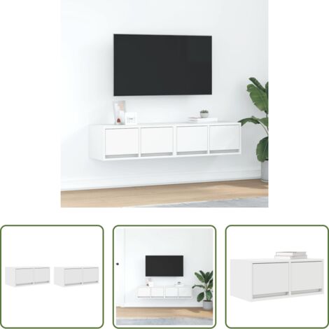 vidaXL Armadio hi-fi -  Mobili TV a Parete 2pz Bianchi 60x31x25,5 cm Legno Multistrato