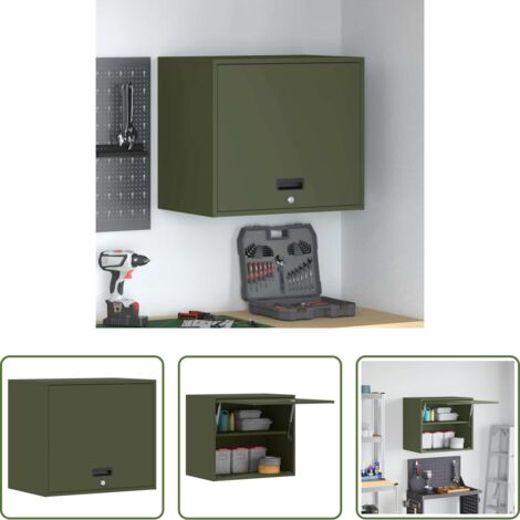vidaXL Armadio in acciaio -  Armadio a muro per garage Oliver verde 60 x 40 x 53 cm
