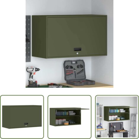 vidaXL Armadio in acciaio -  Armadio a muro per garage Oliver verde 90 x 40 x 53 cm