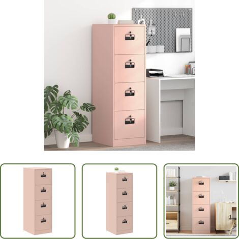 vidaXL Armadio in acciaio -  Armadio per File con cassetto 2 pcs Rosa 44 x 50 x 106.5 cm