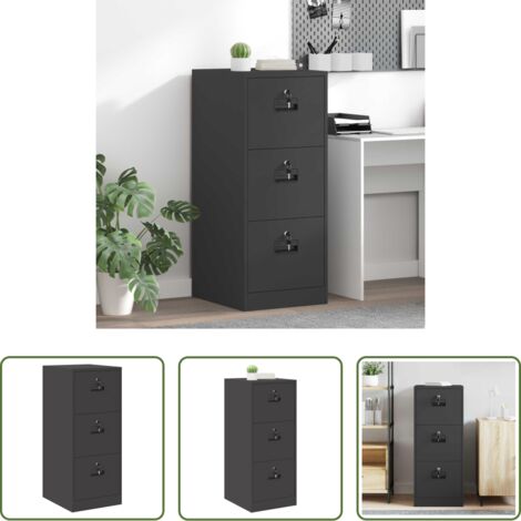 vidaXL Armadio in acciaio -  Armadio per File con cassetto Nero 44 x 50 x 106.5 cm