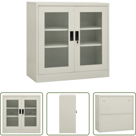 vidaXL Armadio in acciaio -  Armadio per Ufficio Grigio Chiaro 90x40x90 cm in Acciaio