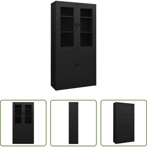 vidaXL Armadio in acciaio -  Armadio per Ufficio Nero 90x40x180 cm in Acciaio