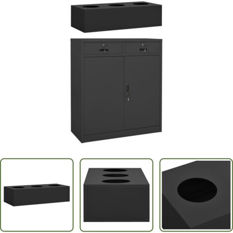vidaXL Armadio in acciaio -  Armadio Ufficio con Fioriera Antracite 90x40x125 cm in Acciaio