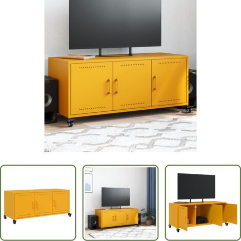 vidaXL Armadio in acciaio -  Mobile TV Giallo Senape 100,5x39x43,5 cm in Acciaio