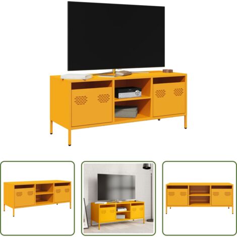 vidaXL Armadio in acciaio -  Mobile TV Giallo Senape 101,5x39x43,5 cm in Acciaio