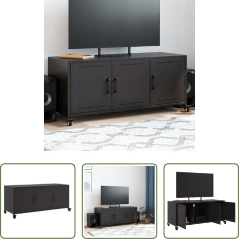vidaXL Armadio in acciaio -  Mobile TV Nero 100,5x39x43,5 cm in Acciaio
