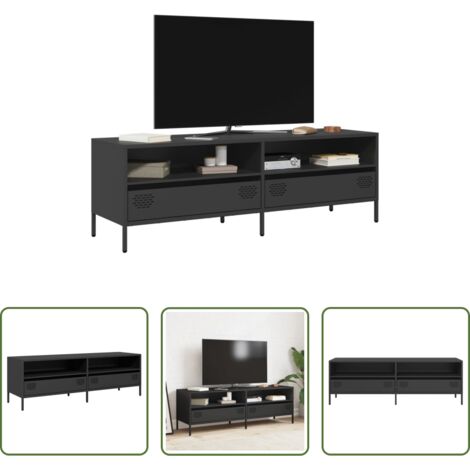 vidaXL Armadio in acciaio -  Mobile TV Nero 135x39x43,5 cm in Acciaio Laminato a Freddo