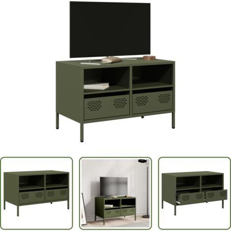 vidaXL Armadio in acciaio -  Mobile TV Verde Oliva 68x39x43,5cm in Acciaio Laminato a Freddo