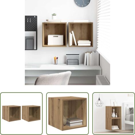 vidaXL Armadio in legno -  Armadietto a muro 2 pcs Rovere artigianale 37 x 37 x 37 cm