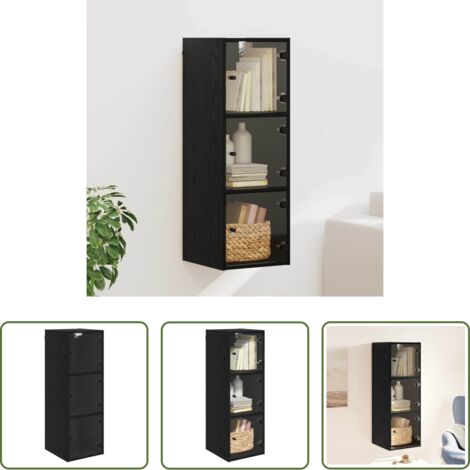 vidaXL Armadio in legno -  Armadietto a muro Rovere Nero 35 x 37 x 102 cm